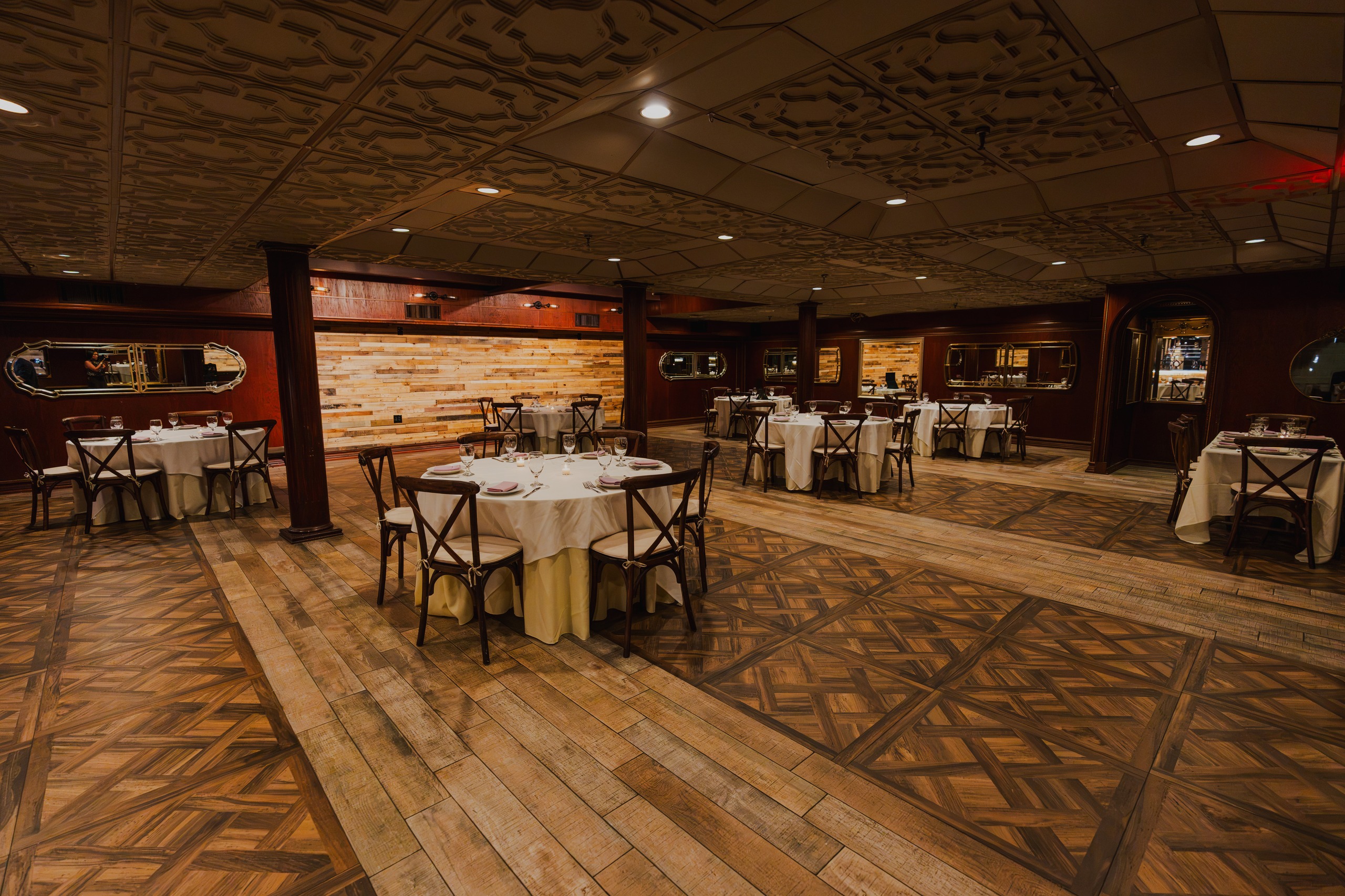 A private party table set in the Tosca Room